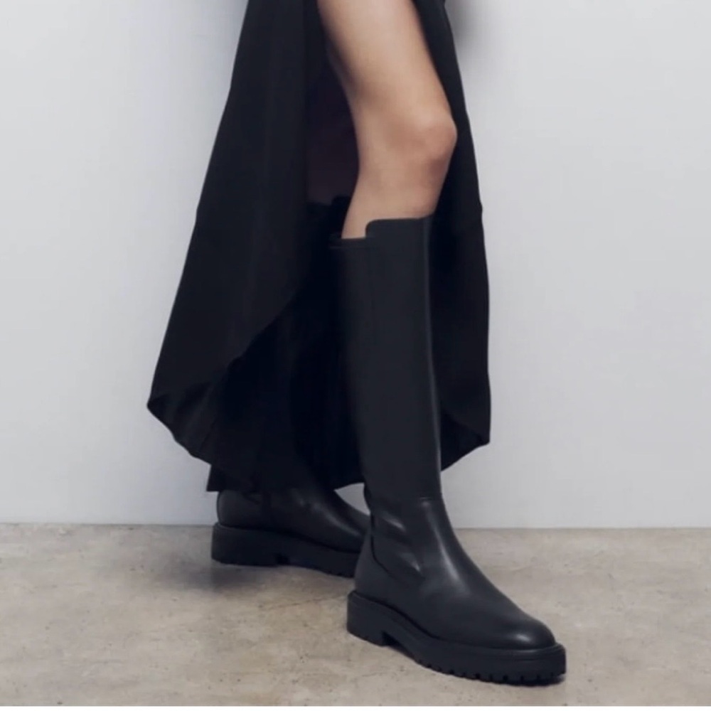 New Zara black treaded boots size 6.5